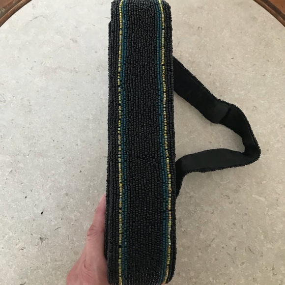 PRICE IS FIRM Black & Multi Color Hand Beaded Small Purse Unique - Picture 6 of 8